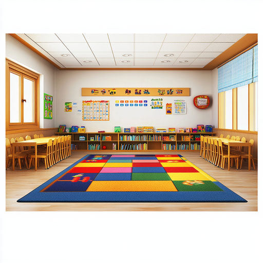 3D Classroom Rug on flat white background, isolated clipart