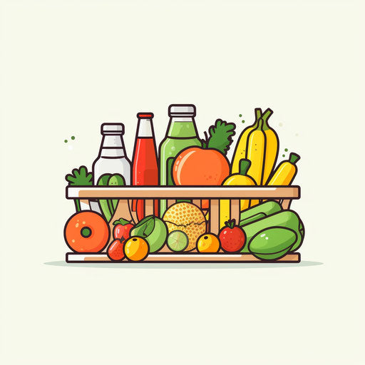 Grocery illustration in Minimalist style, on white background