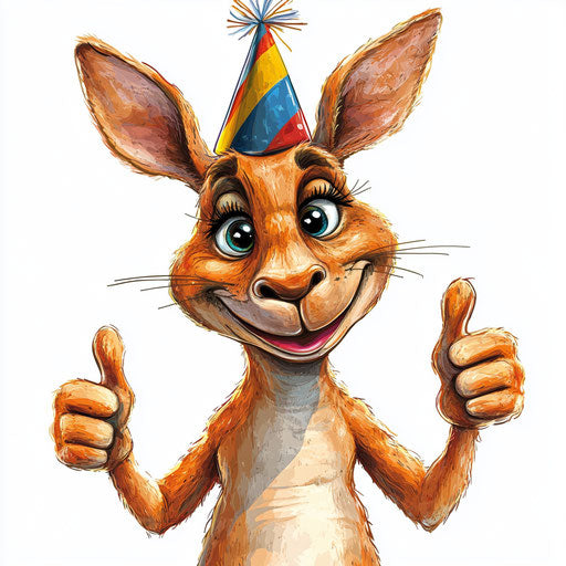 Humorous caricature of a kangaroo with human characteristics