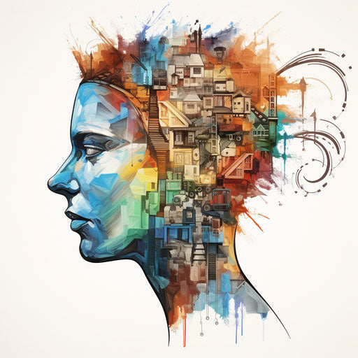 Psychology clipart in the style of Oil painting, on a white background