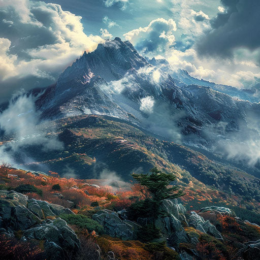 Rocky peaks with clouds at Grandfather Mountain