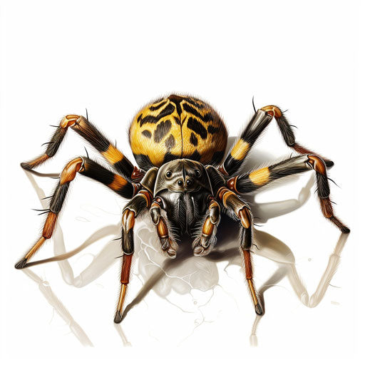 Cartoon spider in the style of oil painting, on a white background
