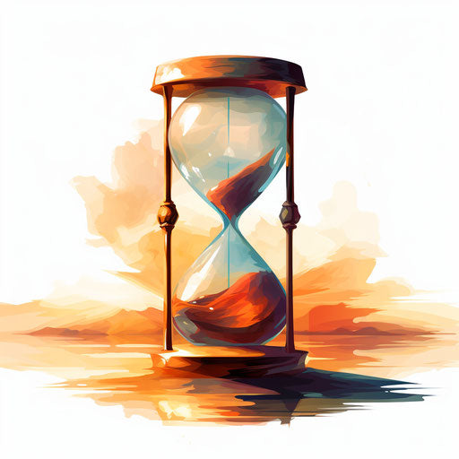 Hourglass clipart in the style of Impressionistic Art, on a white background