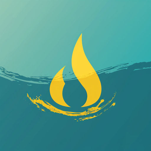 Water logo in aqua and yellow with a vibrant, professional background