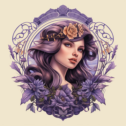 Virgo zodiac sign tattoo, vintage poster style