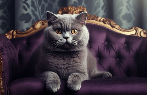 Feline portrait with bright colors on the couch