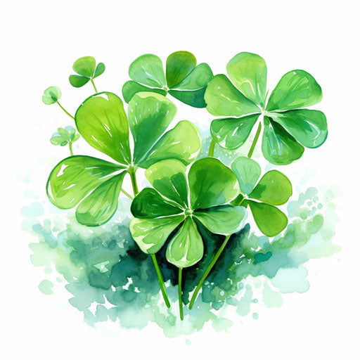 Shamrock clipart in the style of Impressionistic Art, on white background