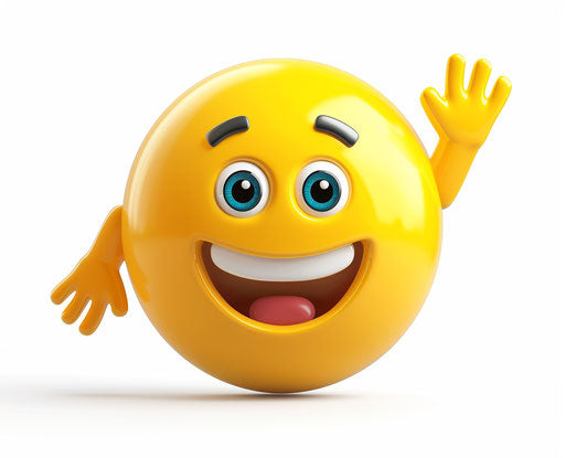 Smiling emoji waving hand, clip art white background 31:25