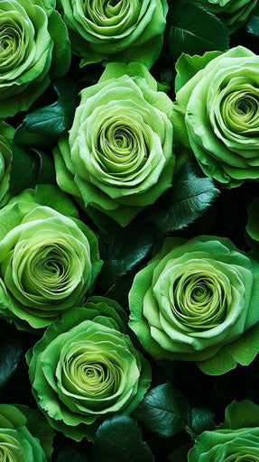 Vibrant green roses, close-up, perfect for mobile wallpaper