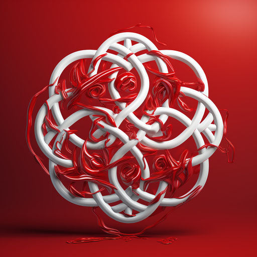 Red celtic knot symbol with white surface