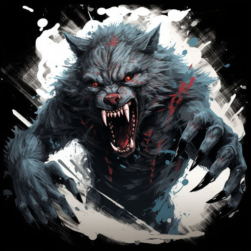 Angry wolf, monochromatic graphic design