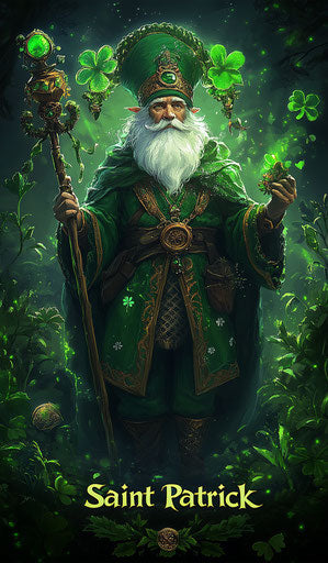 Saint Patrick's Day themed art with magical creatures