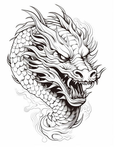 Dragon carving in multicolored vector style