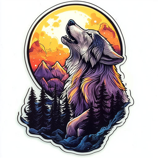 Howling wolf under the full moon