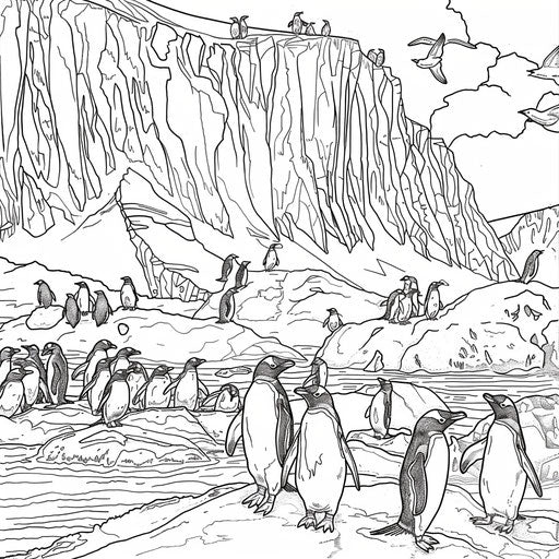 Penguin colony on an iceberg