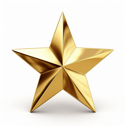 Gold star in Chiaroscuro Art style, on white background