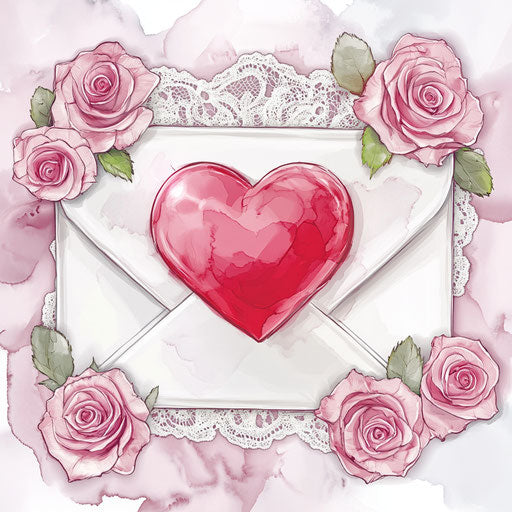 Valentine's Day love letter with lace and roses