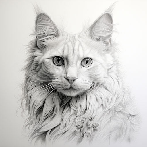 White cat drawing
