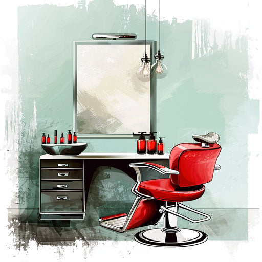Realistic hairdresser clipart with flat random background