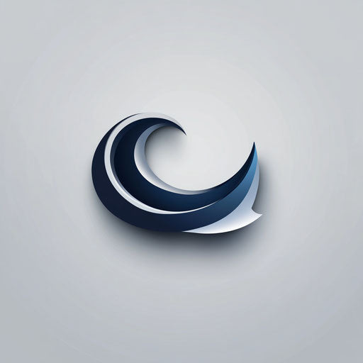 Modern stylized wave in dark blue and silver on light gray