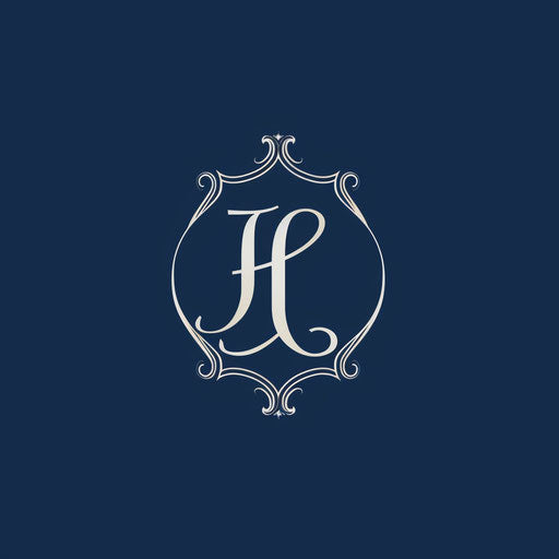 New classic logo with monogram on navy blue background