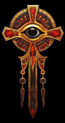 Egyptian cross with eye of person, youthful energy