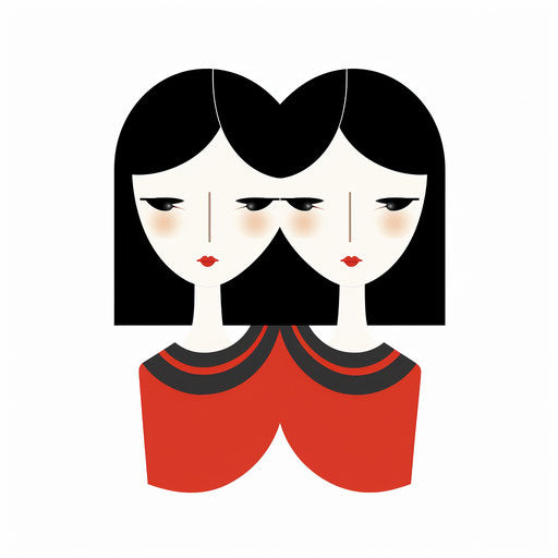 Minimalist twins clipart, on white background