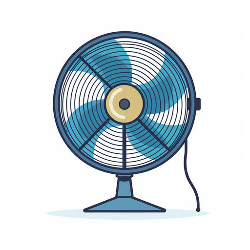 Minimalist electric fan clipart on white background