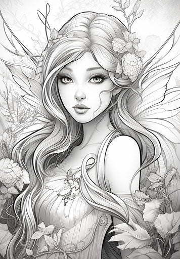 Fairy coloring page princesses, fantastical creatures