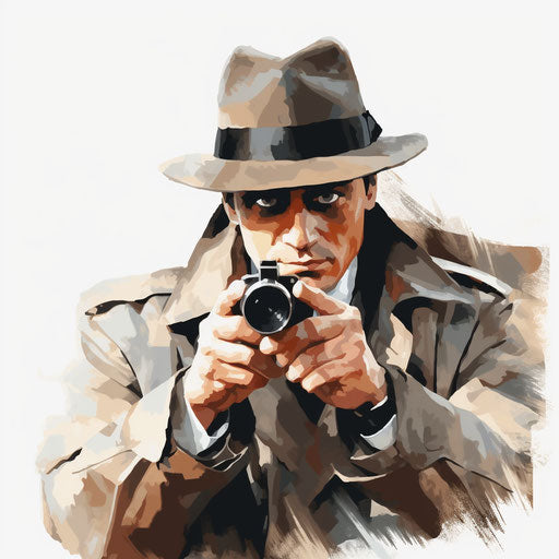 Spy clipart in the style of Oil painting on a white background