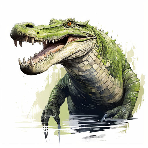 Crocodile in Chiaroscuro Art, on white background