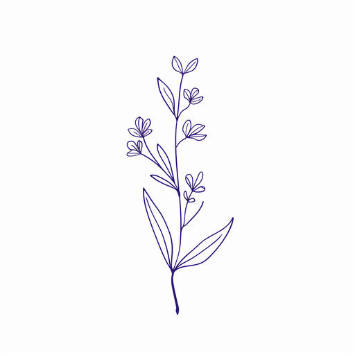 Minimalist lavender flower tattoo with delicate lines