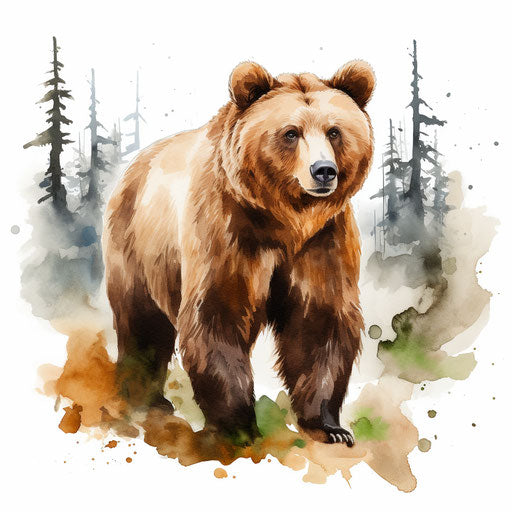 Brown bear in Watercolor Art style