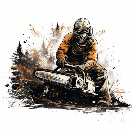 Chainsaw artwork in the style of Chiaroscuro Art