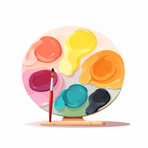 Minimalist style art palette clipart on white background