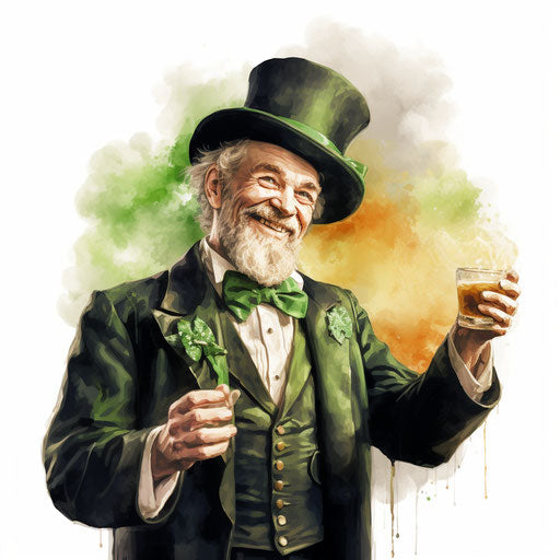 Happy St Patrick's Day clipart in oil painting style on white background
