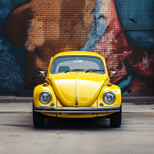 Bright yellow classic car