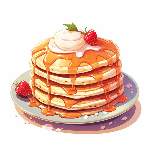 Illustration of pancakes in the style of pastel colors, on white background
