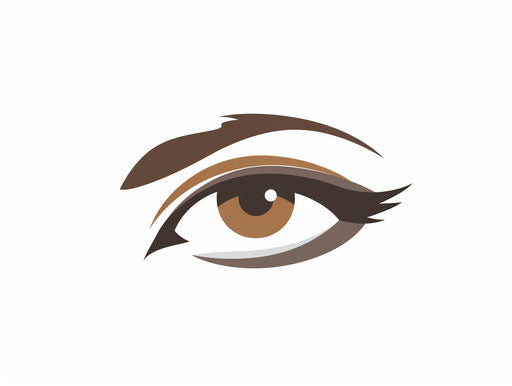 Eye logo in brown and grey colors on white background