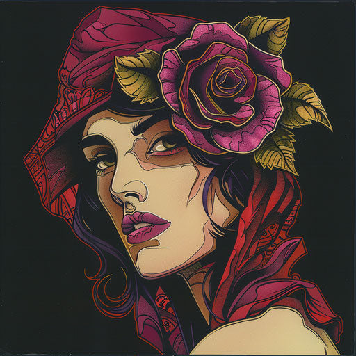 Bold gypsy rose tattoo sketch