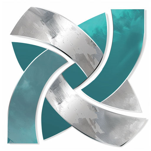 Silver and teal boutique logo with modern background