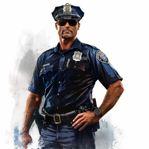 Photo realistic cop clipart on flat white background