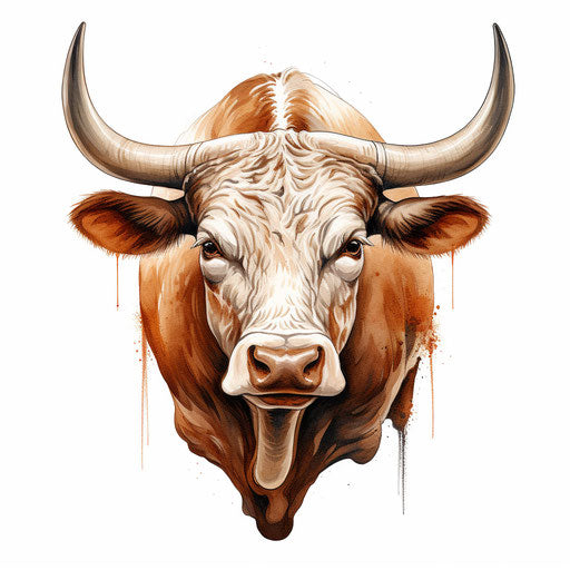 Bull illustration in Chiaroscuro Art style, on white background