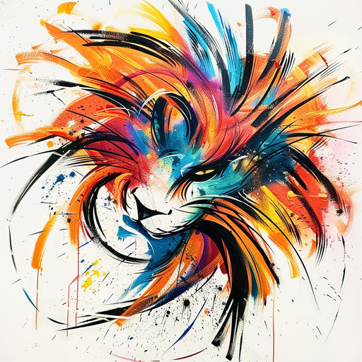 Expressionist tattoo sketch of a hakuna matata symbol with dynamic brush strokes and vivid colors