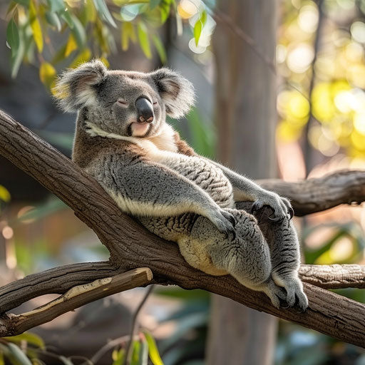 Koala lazily lounging on a branch