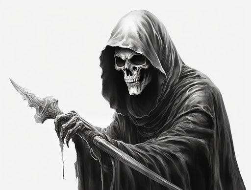 Grim reaper drawing, hd png download, dark silver and light silver style, uhd image, associated press photo
