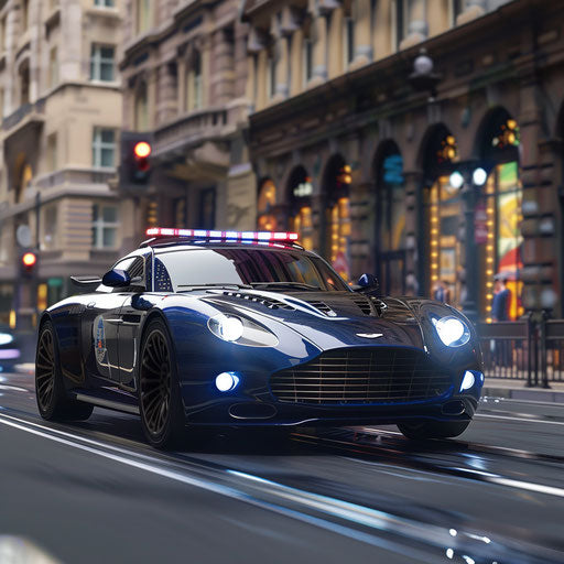High-speed chase of police cruiser version of Aston Martin DB7 Zagato