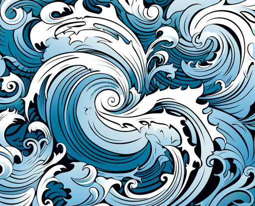 Tribal or ocean waves drawing in sculpted Maori style