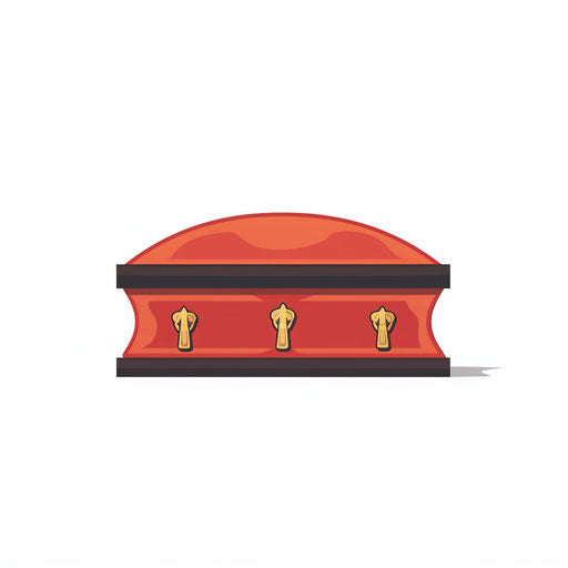 Minimalist style illustration of a coffin on white background