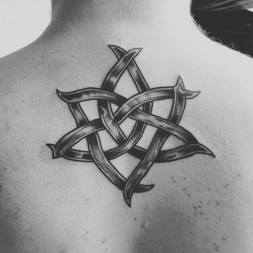 Bold black Celtic knot tattoo on white background